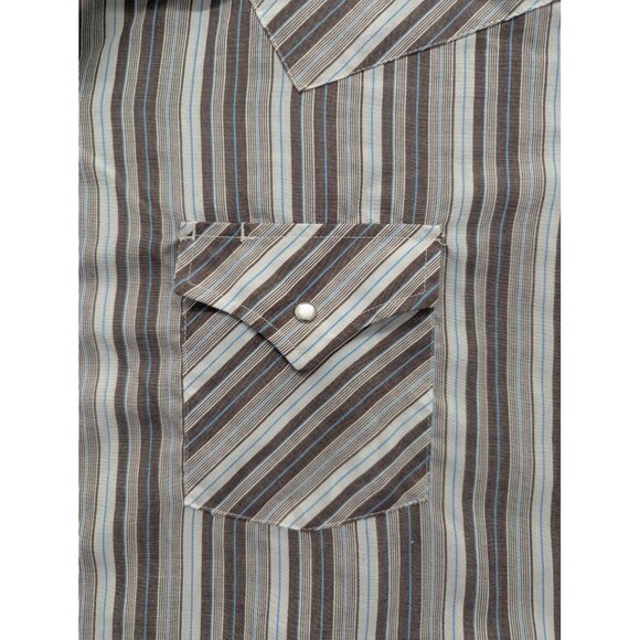 Plains Western Wear Shirt Mens XL Brown Stripe Pearl Snap Cowboy Rodeo Retro - Picture 3 of 11